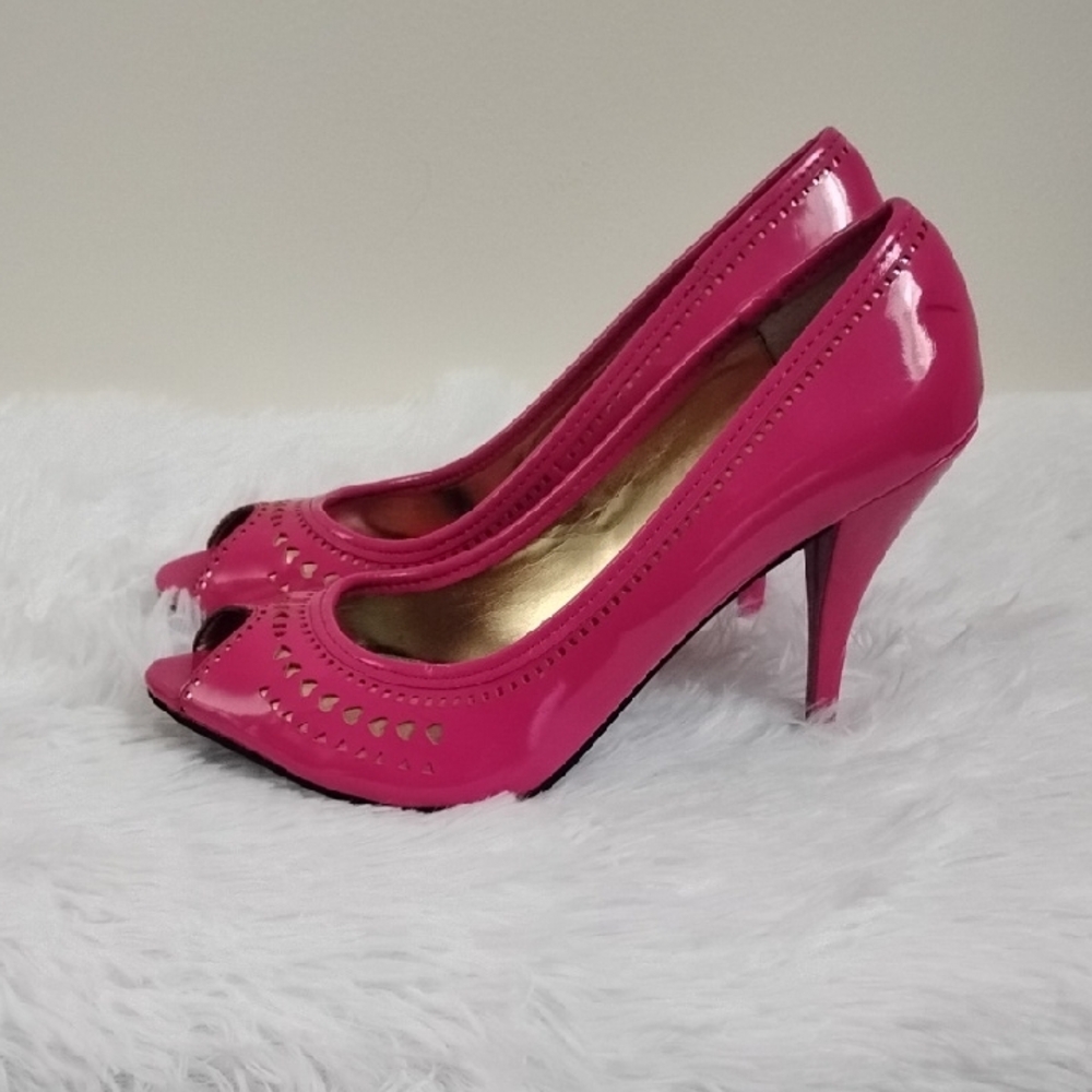 Betsey Johnson Betseyville Pink Peep-Toe Retro Pinup  Feminine Coquette Girl - Picture 2 of 16